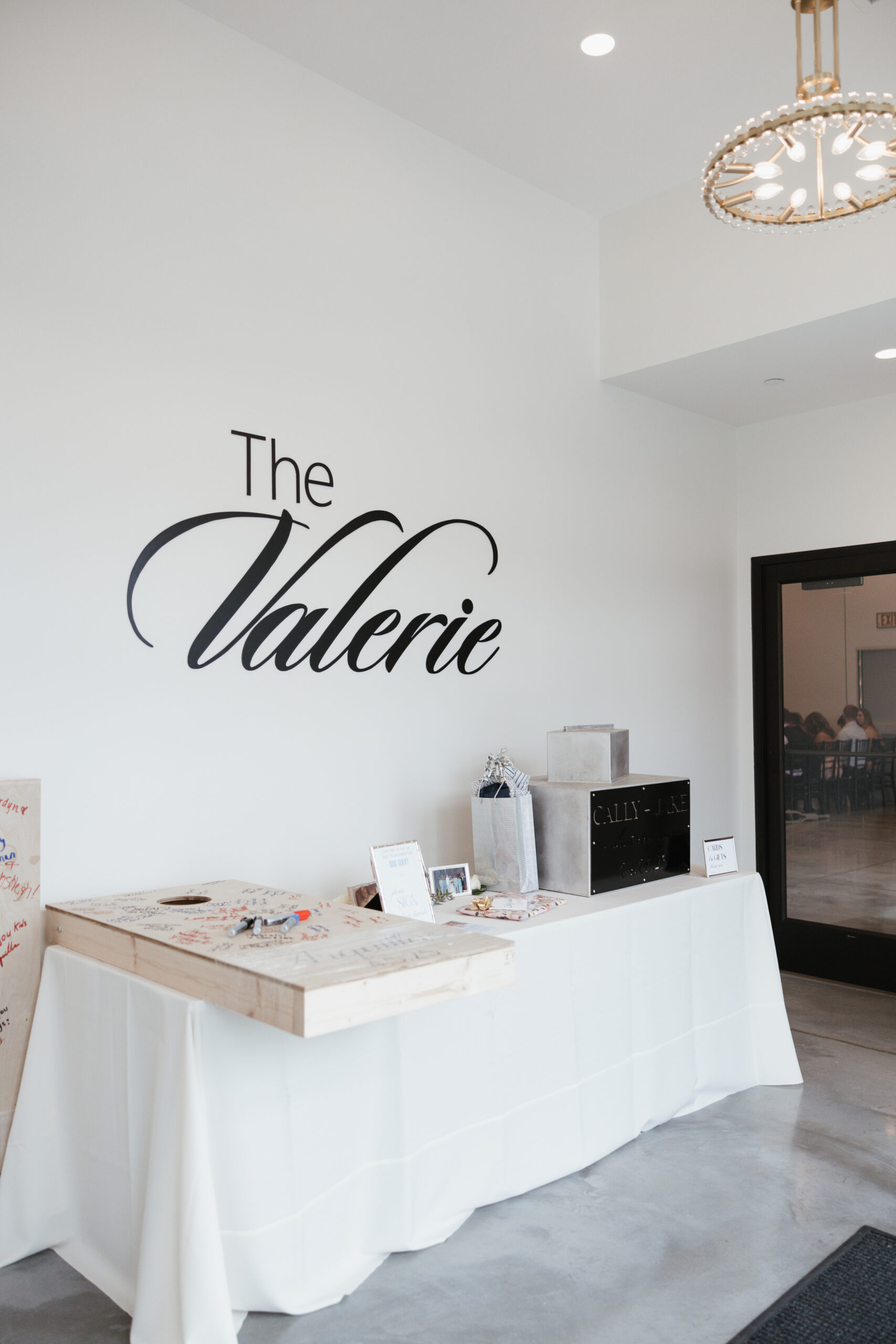 The entrance welcome table at The Valerie