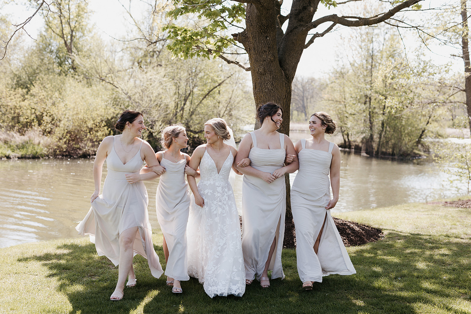 Wedding party photos during a wedding reception timeline