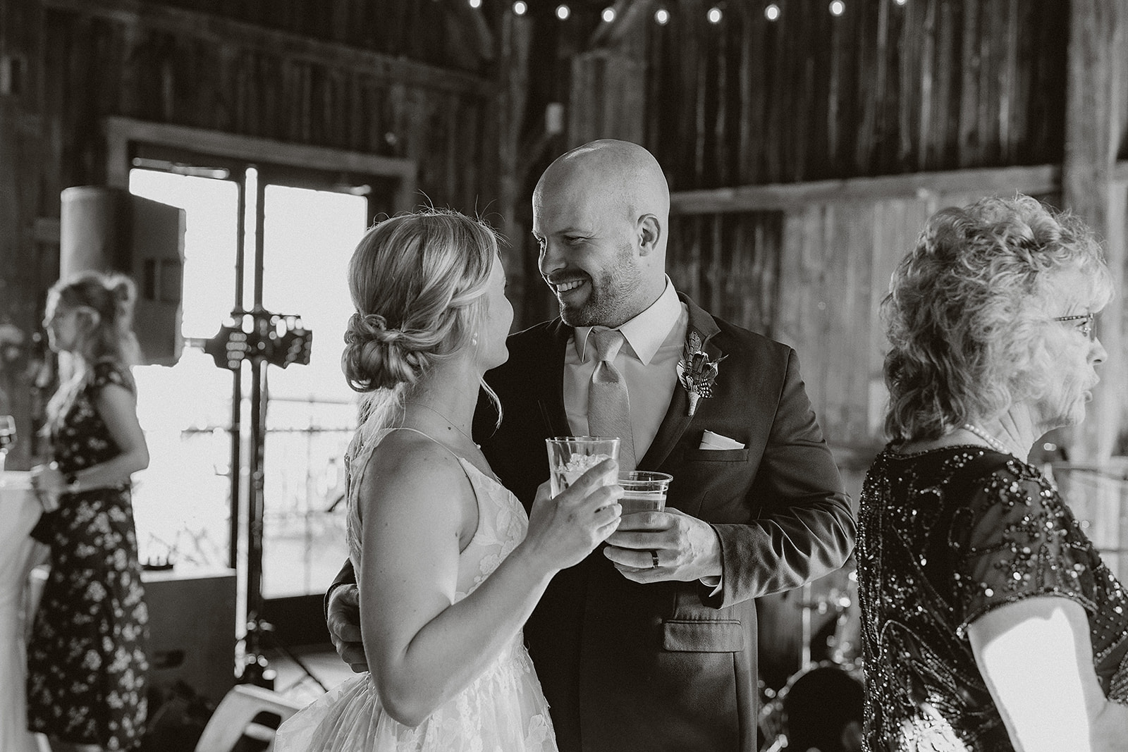 A bride and groom during their first dance