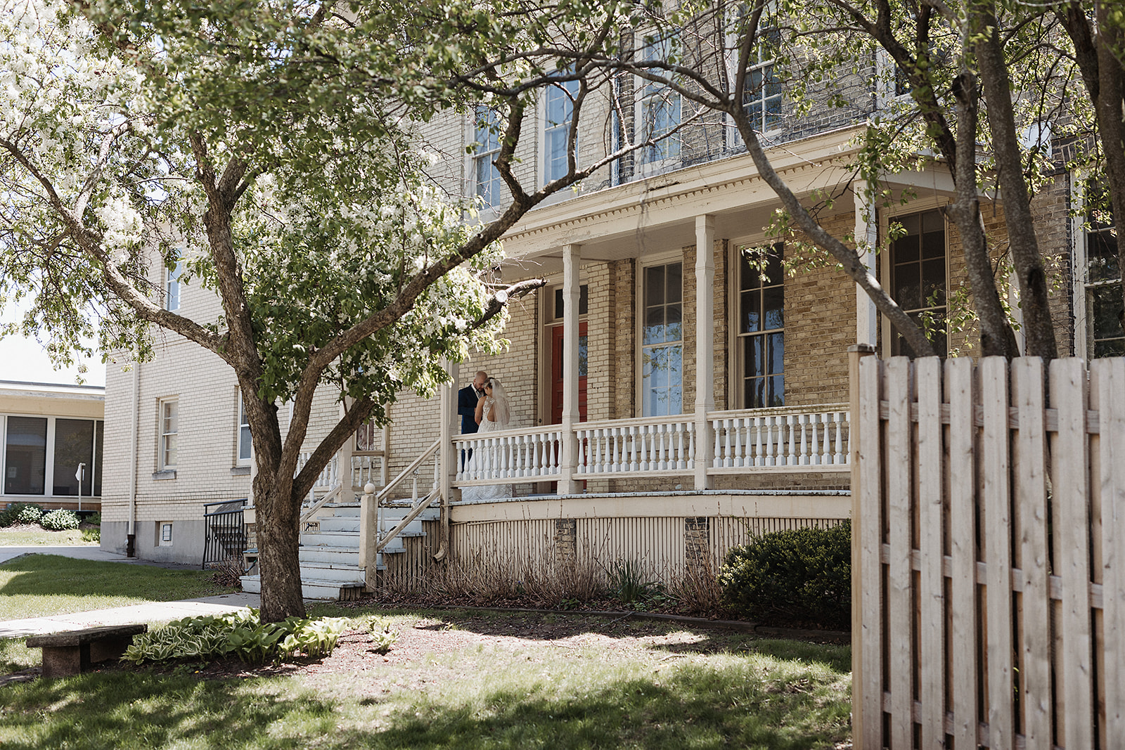 A bride and groom taking a built in moment from their wedding reception time to be together at 1841 farms and vineyards