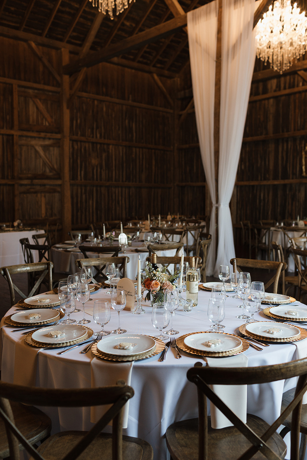 A wedding reception setup