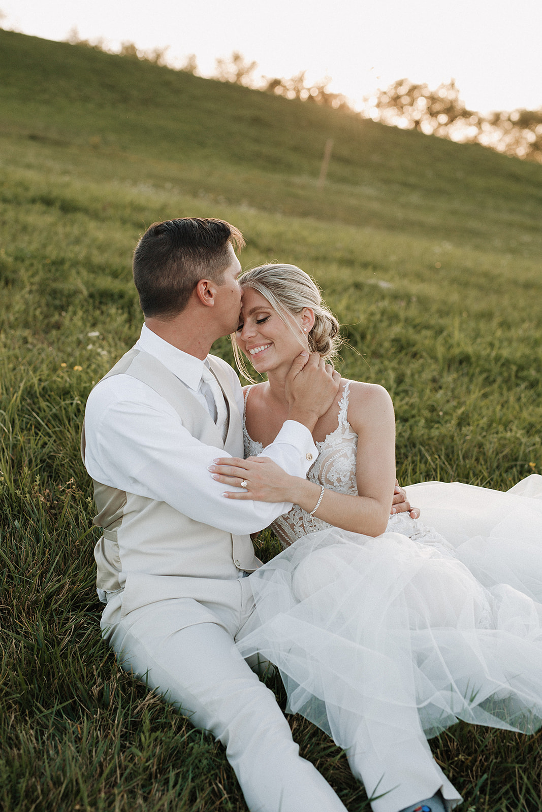 Sunset wedding photos taken by a Milwaukee wedding photographer