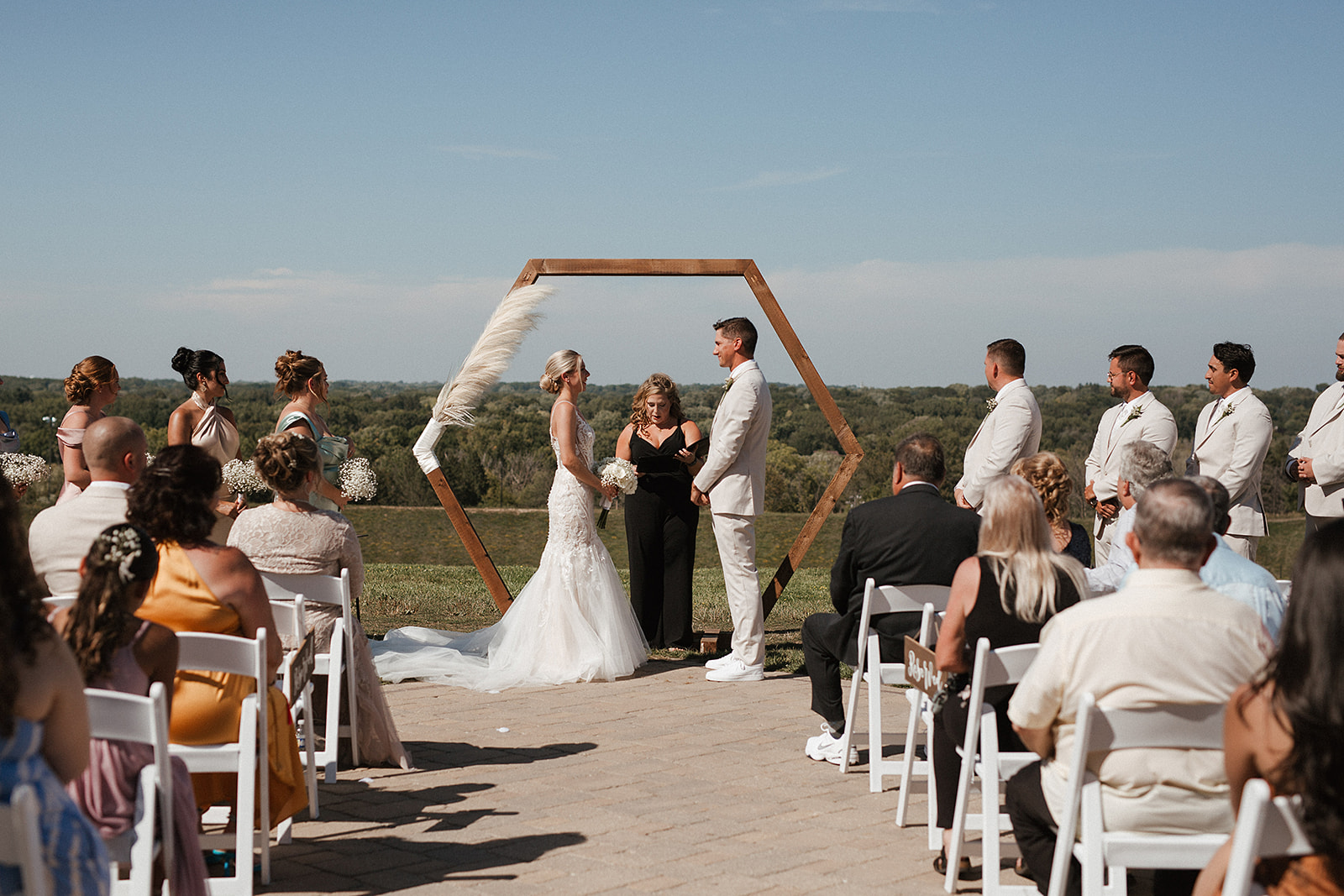 A bride and groom during their wedding ceremony