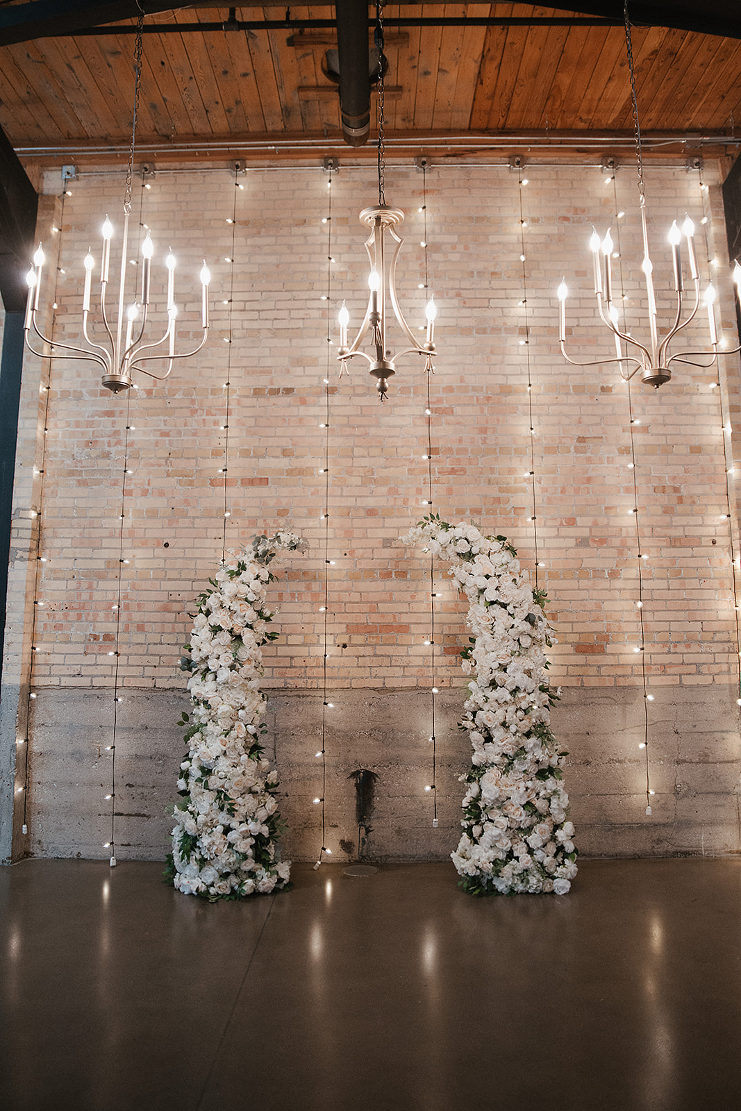 White wedding floral arch